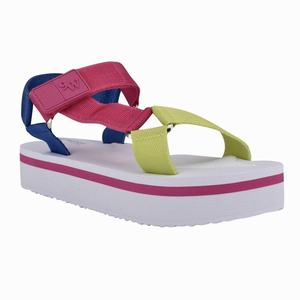 Nine West Camping Platform Sandals - Pink/Blue/White - Ireland (CH0452897)